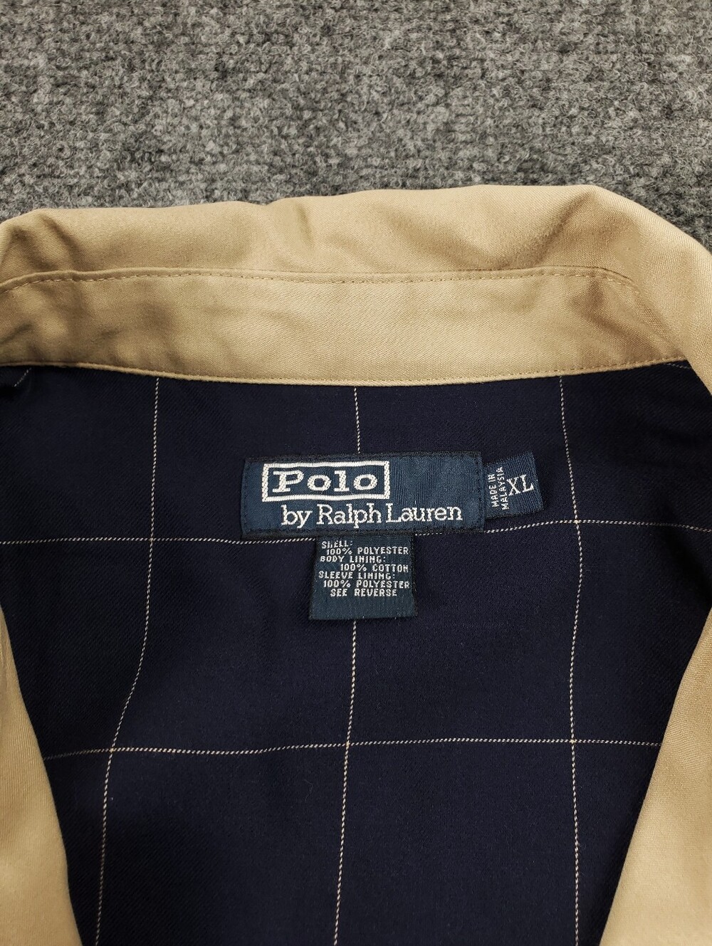 Vintage Polo Ralph Lauren Jacket XL Bi Swing Bomber Beige Microfiber Grid Lined - Picture 5 of 14